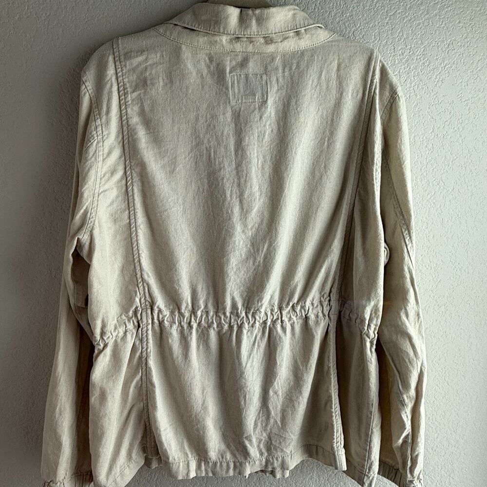 Old Navy Women’s XL Utility Jacket Beige Linen Blend Zip Front Drawstring Waist - Picture 2 of 7